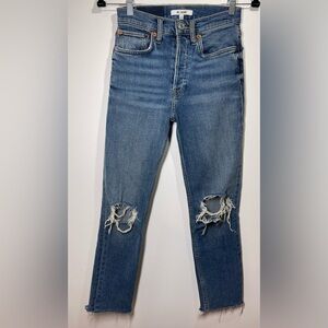 RE/DONE Jeans Women’s Size 25 90s High Rise Ankle‎ Crop in Dusk Destroy